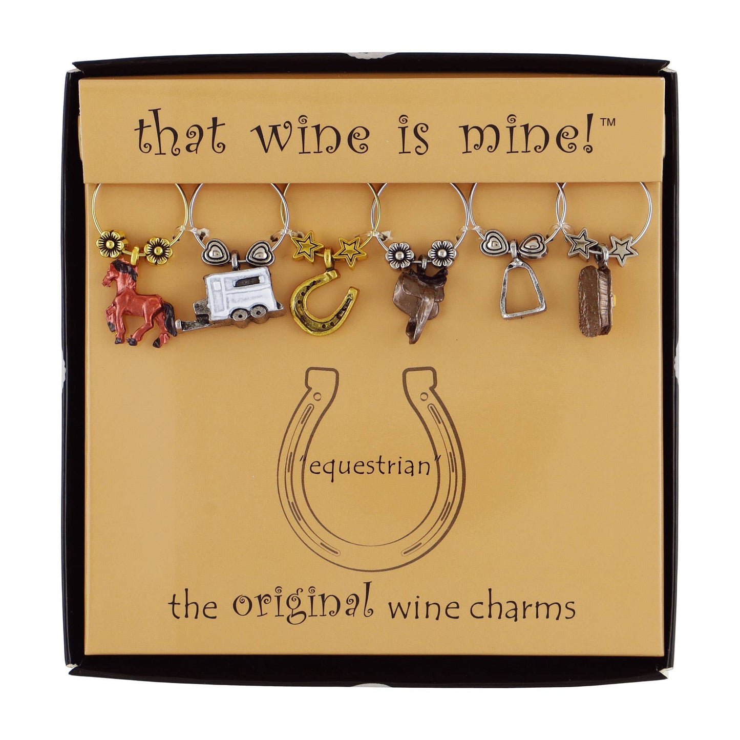 6-Piece Equestrian Painted Wine Charms