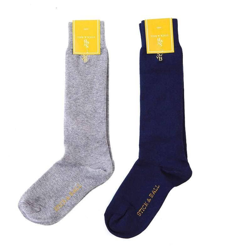 Men's Solid Logo Boot Socks (Navy Only)