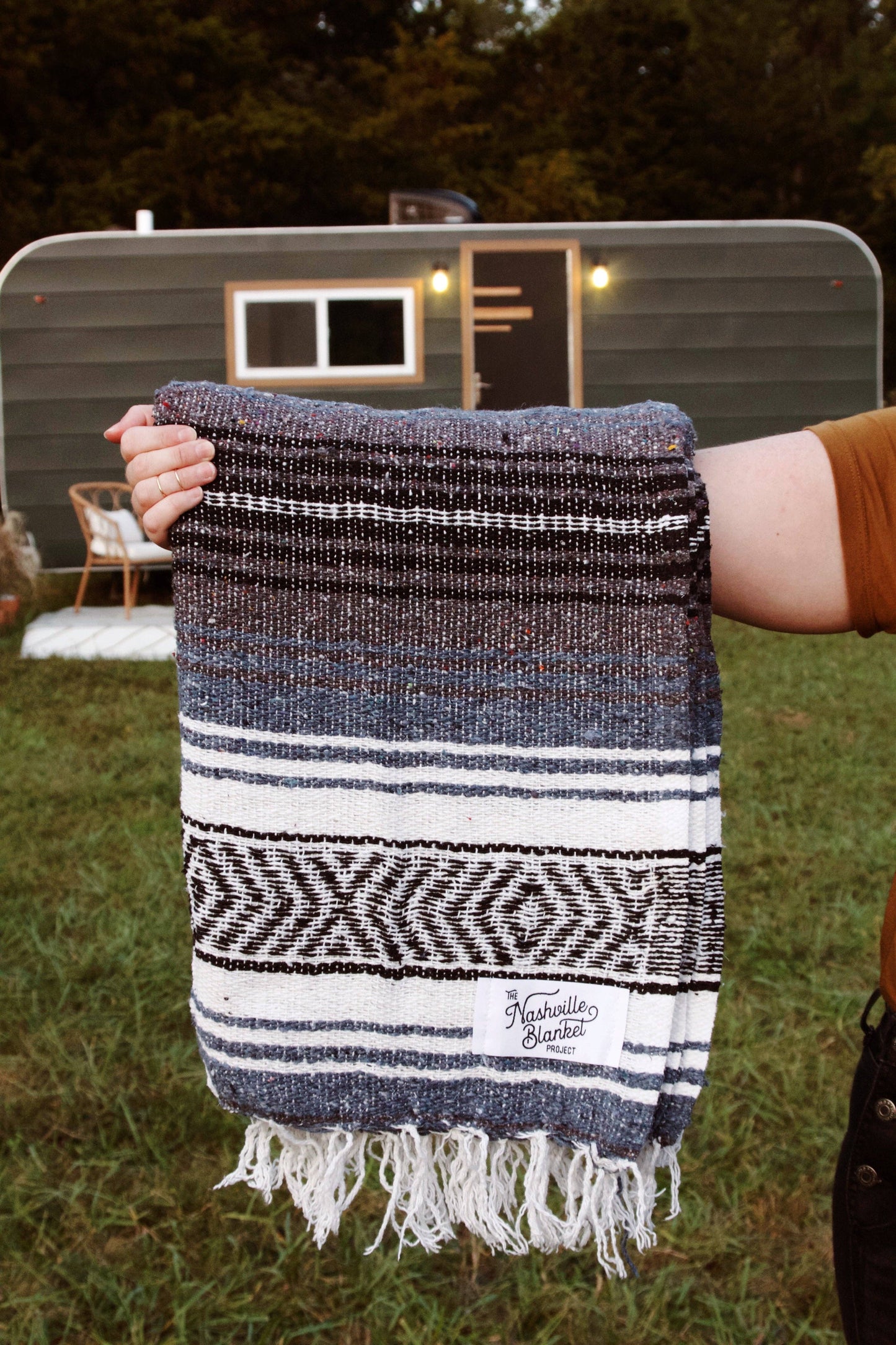 Smoky Mountain Blue Mexican Blanket