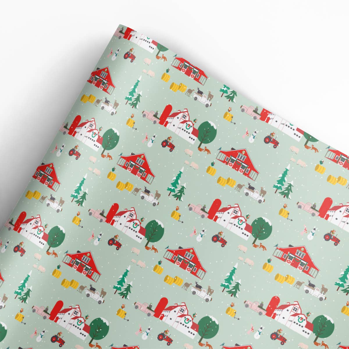 Farm Christmas Gift Wrap Roll (3 sheets/roll)