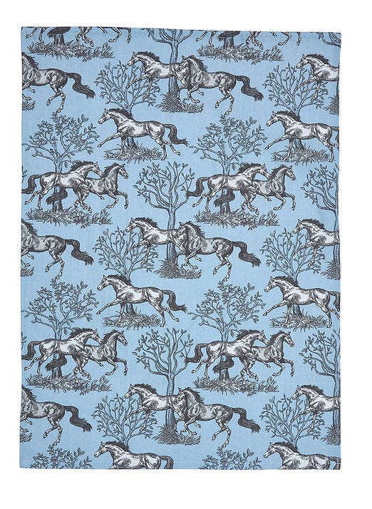 Blue Horse Themed Tea Towel