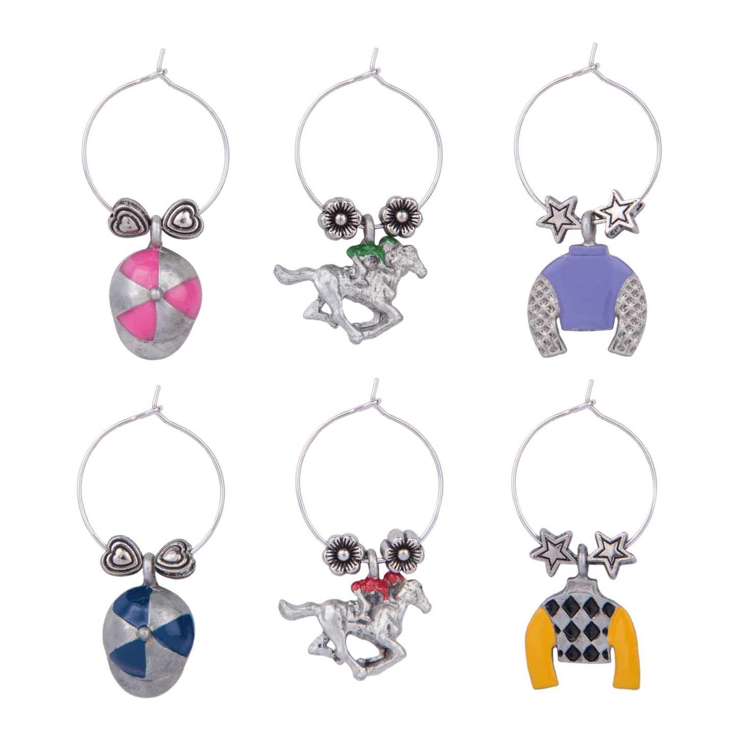 6-Piece At the Races Painted Wine Charms